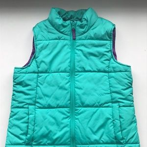 TEAL GIRLS LANDS' END FULL ZIP VEST SIZE 10-12 (M)